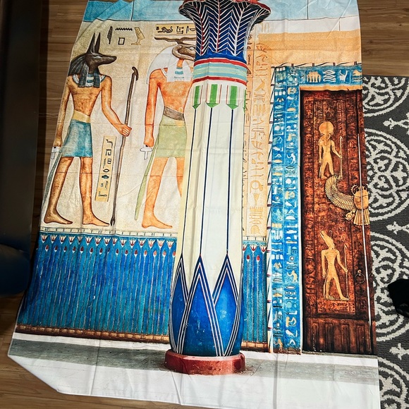 Ancient Egyptian Wall Tapestry with Blue and Brown Accents Reprint - Picture 1 of 1